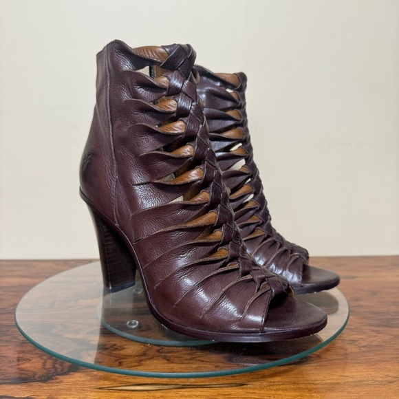 Frye Sophia Braided Peep Toe Booties - Picture 9 of 16